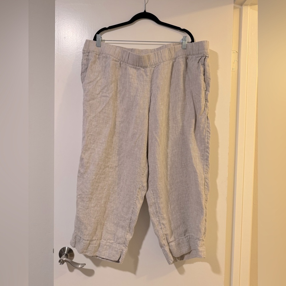 J. Jill 100% linen pant in oatmeal with functional side and back pockets